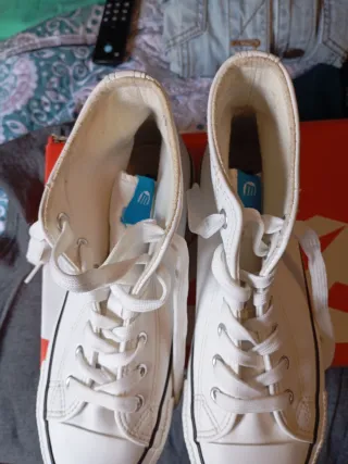 Zapatillas piel Mustang Bota Blancas