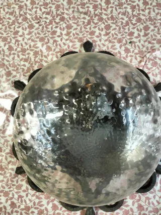 Coppia Plafoniere in Ferro Battuto e Vetro.