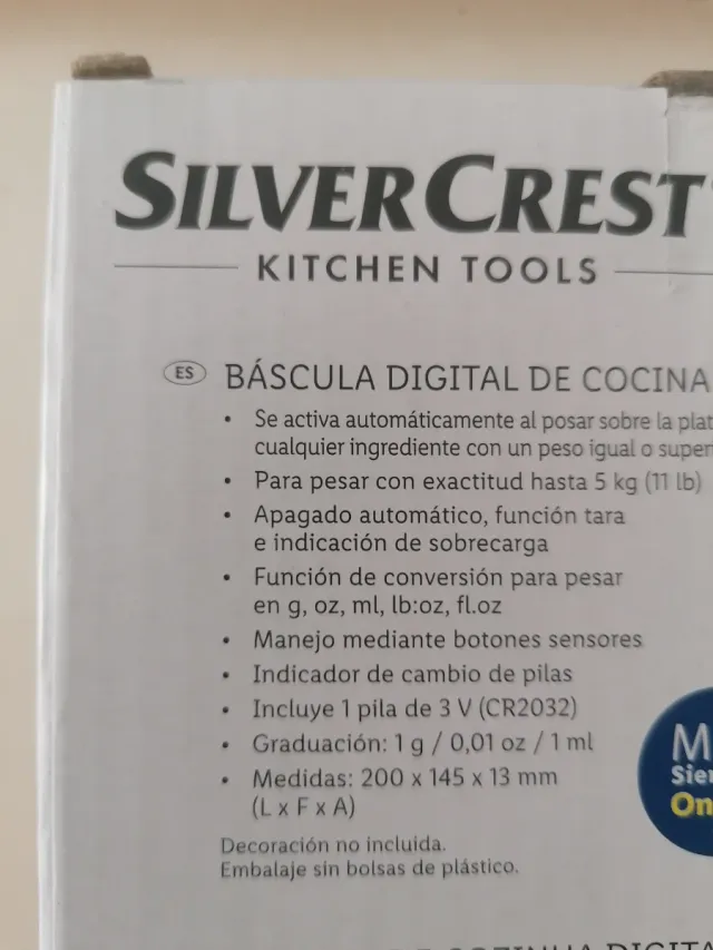 Báscula Cocina Digital SilverCrest
