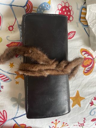 Bolso de mano piel marrón oscuro