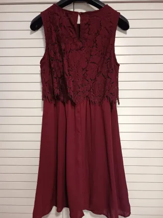 Vestido granate encaje XS
