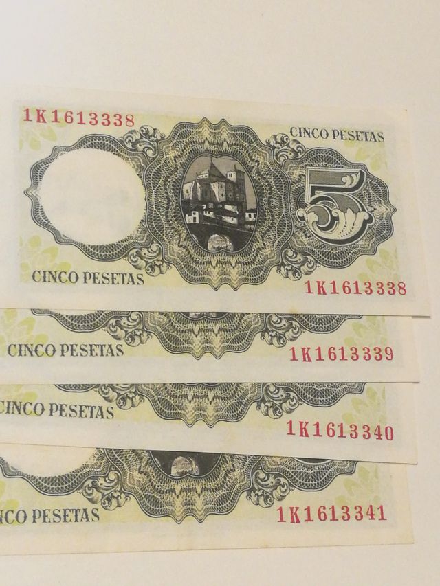 CORRELATIBOS 4 Billetes 5 Pesetas 1951 sin IRCULAR
