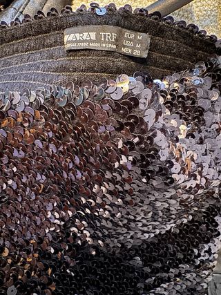 Top palabra de honor lentejuelas M ZARA