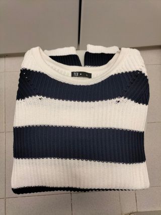 Jersey marinero de rayas azul y blanco