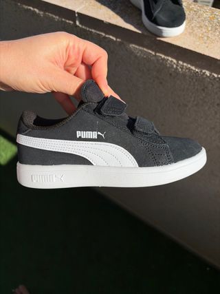 Zapatillas Puma Smash niño negras velcro