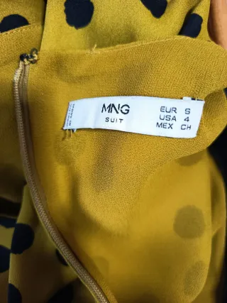 Vestido mostaza topos negros