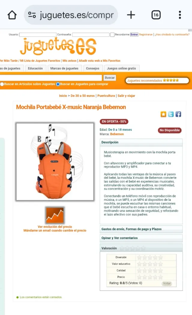 Mochila Portabebés Bebemon X Music Naranja