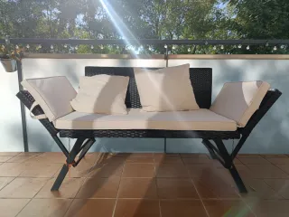 Sofá de jardín metal y mimbre