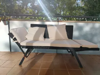 Sofá de jardín metal y mimbre