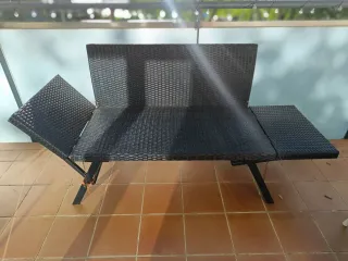 Sofá de jardín metal y mimbre