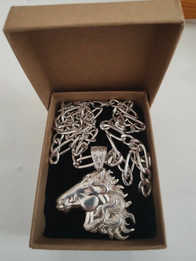 Cadena y Colgante Plata Cabeza de Caballo