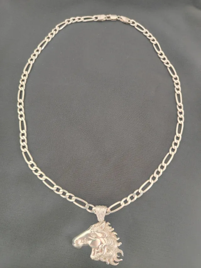 Cadena y Colgante Plata Cabeza de Caballo
