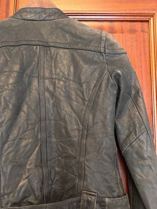 Cazadora Biker Piel Stradivarius Negra