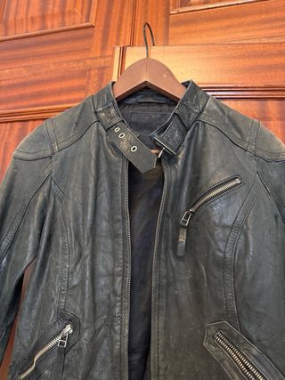 Cazadora Biker Piel Stradivarius Negra