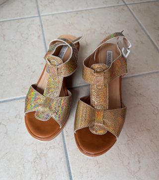 Handmade Italian wedge heeled sandals size 37