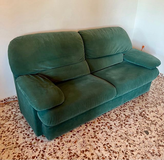 Sofá verde 1,90m tipo terciopelo