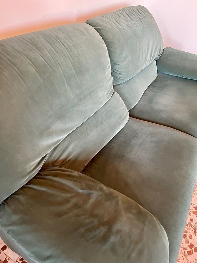 Sofá verde 1,90m tipo terciopelo