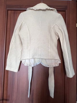 Giacchino corto beige con cintura fiocco-Taglia L