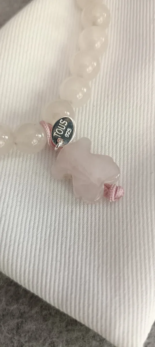 Pulsera Tous Oso Rosa y Piedras Blancas