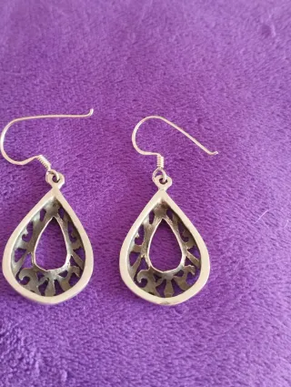 Pendientes artesanales plata ley
