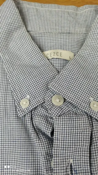 Camisa de hombre cuadros azul y blanco