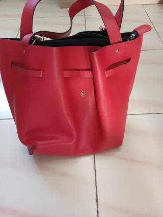 Bolso cubo mujer rojo con cadena