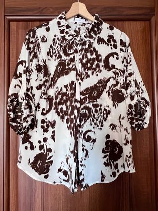 Camicia panna fantasia marrone Tg M