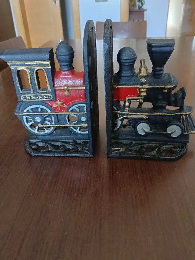 Sujetalibros tren vintage hierro fundido