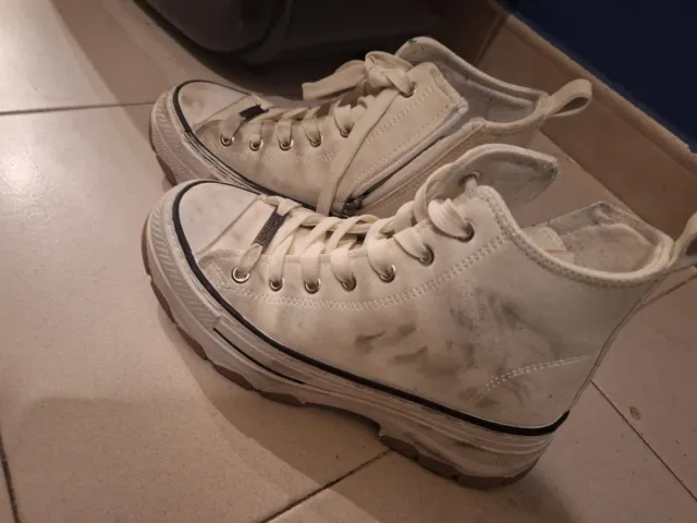 Zapatos plataforma estilo Converse beige