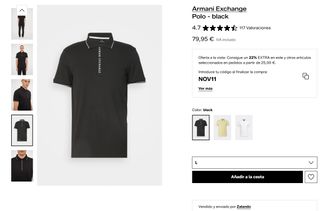 Polo Armani Exchange Negro - Talla XL