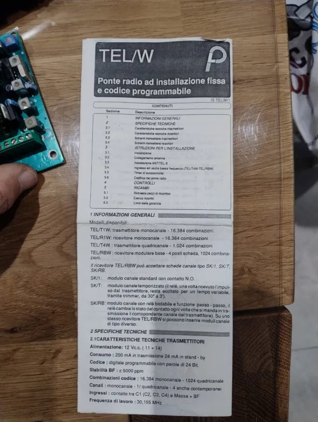 Scheda ricevente RF TEL/W