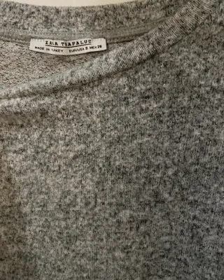 Jersey Punto Zara Manga Campana Gris