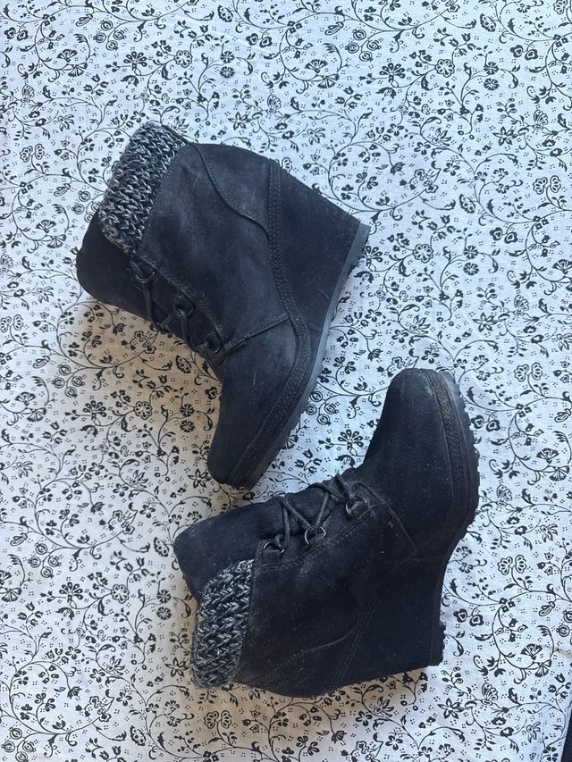 Stivaletti Zeppa Nero Grigio