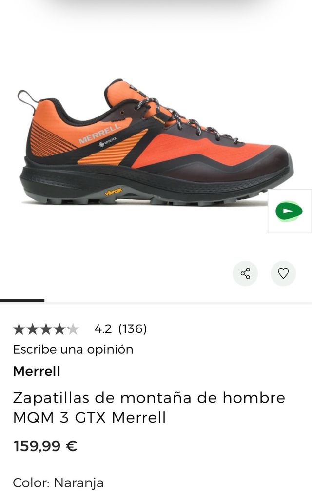 Vendo Zapatillas Merrell Gore-Tex Naranja/Negro