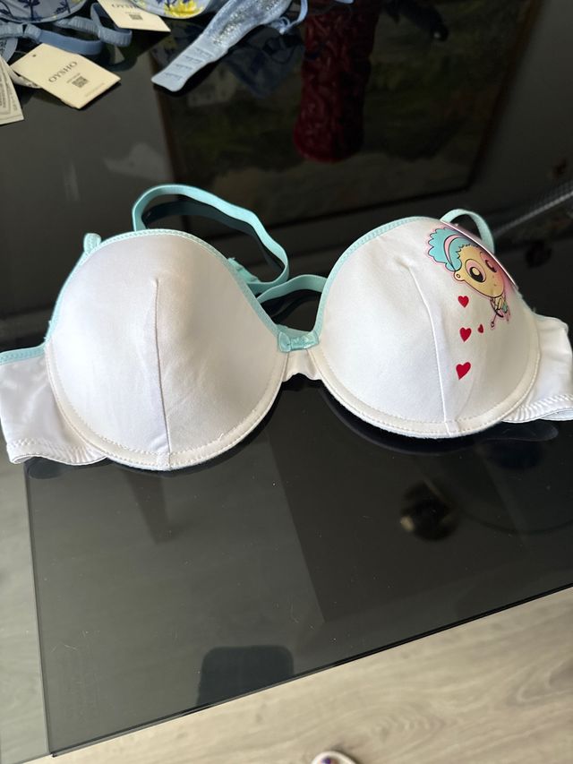 Sujetador Oysho blanco y turquesa sin estrenar