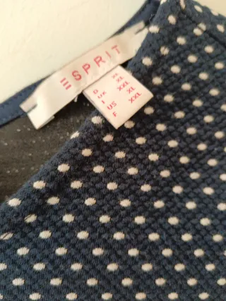 Vestido Esprit punto lunares azul y blanco.