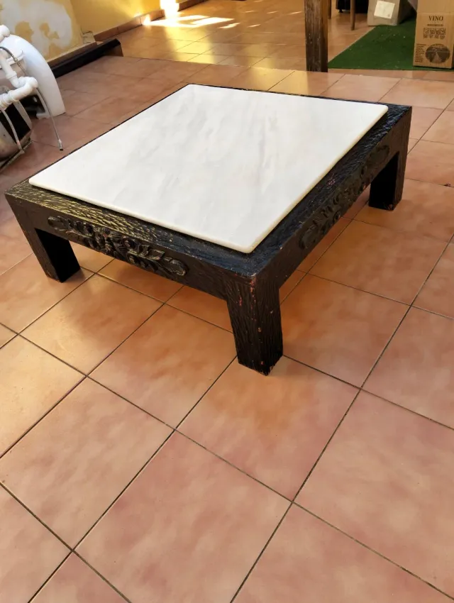 Mesa centro madera y mármol