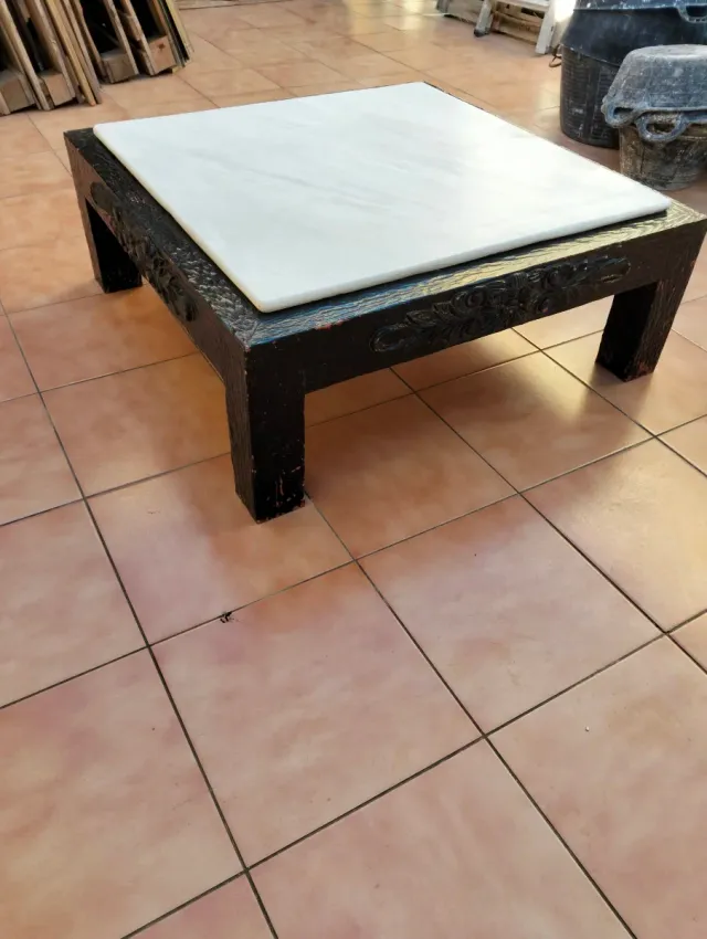 Mesa centro madera y mármol