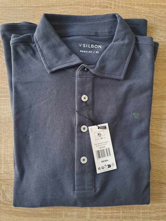 Polo manga larga Silbon Azul Marino XL
