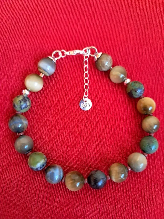 Pulsera de piedras naturales de ojo de gato y jasp