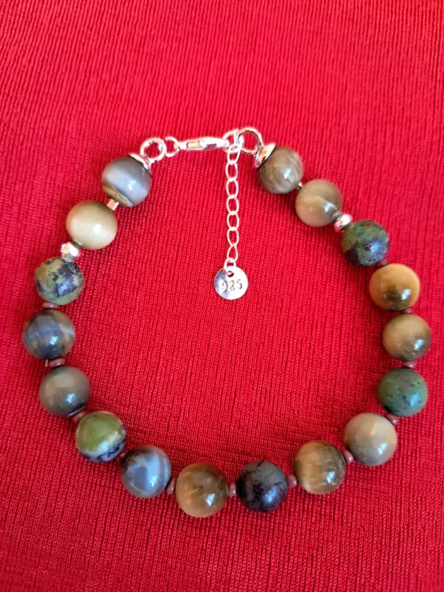 Pulsera de piedras naturales de ojo de gato y jasp