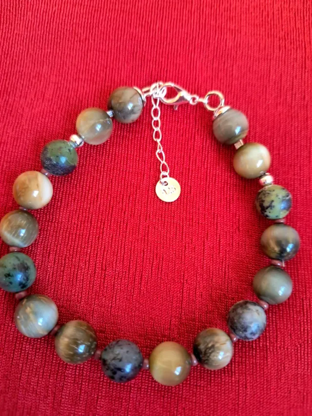 Pulsera de piedras naturales de ojo de gato y jasp
