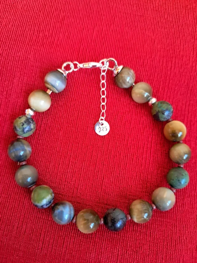 Pulsera de piedras naturales de ojo de gato y jasp