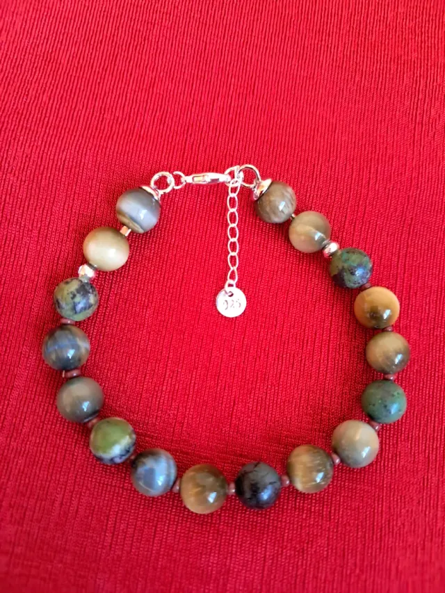 Pulsera de piedras naturales de ojo de gato y jasp
