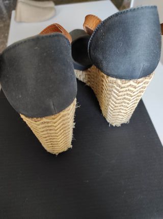 Sandalias cuña Tommy Hilfiger azul/marrón T39