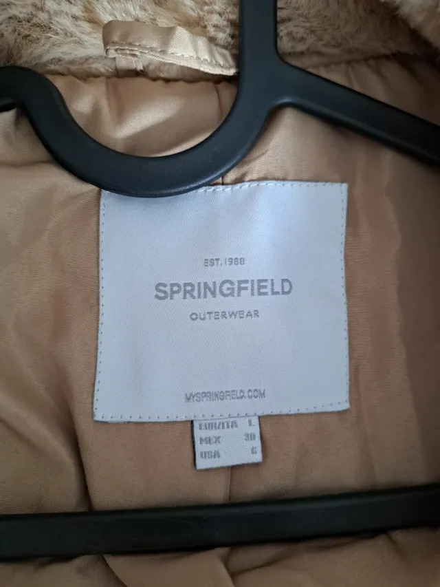 Abrigo pelo sintético beige Springfield Talla L