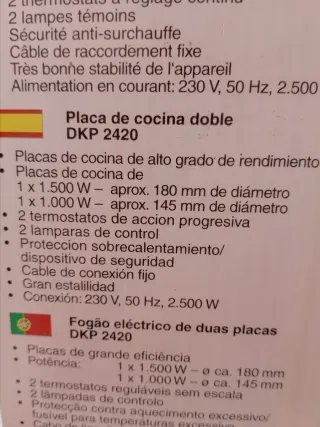 Hornillo eléctrico doble CTC DKP 2420