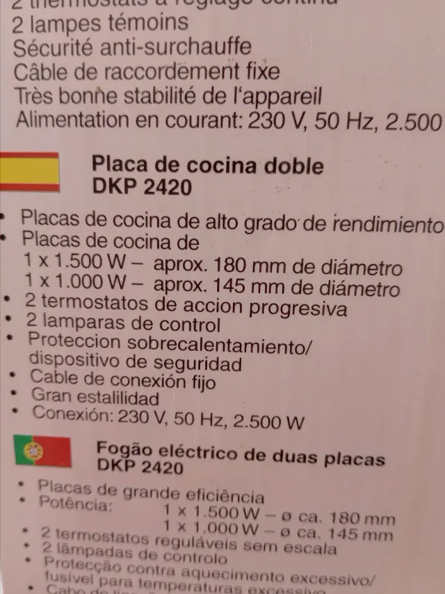 Hornillo eléctrico doble CTC DKP 2420