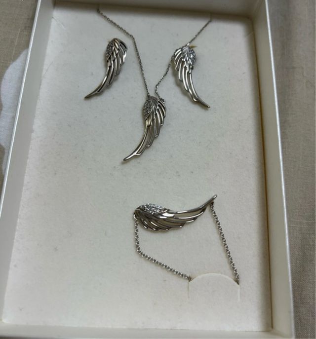 Conjunto plata: gargantilla, pendientes y pulsera