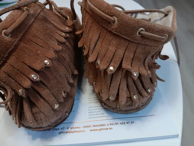 Botines ante flecos beige/marrón